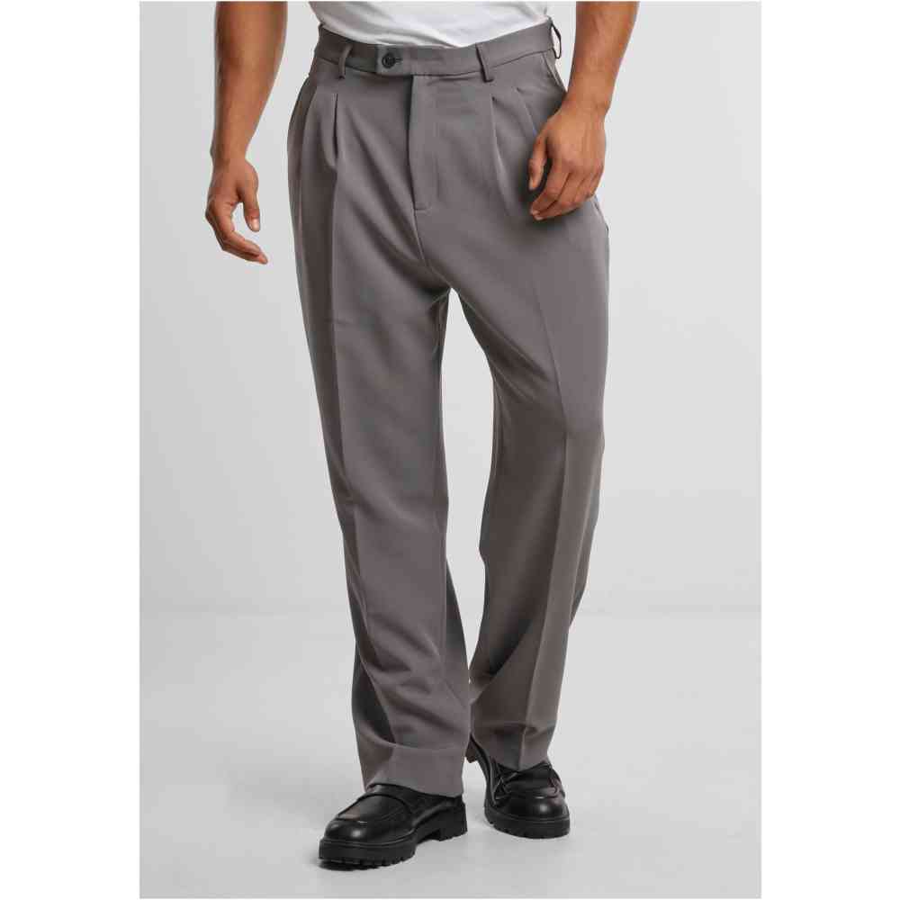 Urban Classics - Double Pleated Dressed Pantalon coupe standard - Gris
